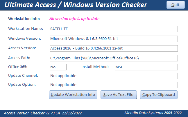 Access/Office365/Win Check