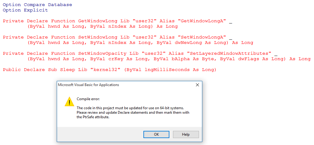API Compile Error