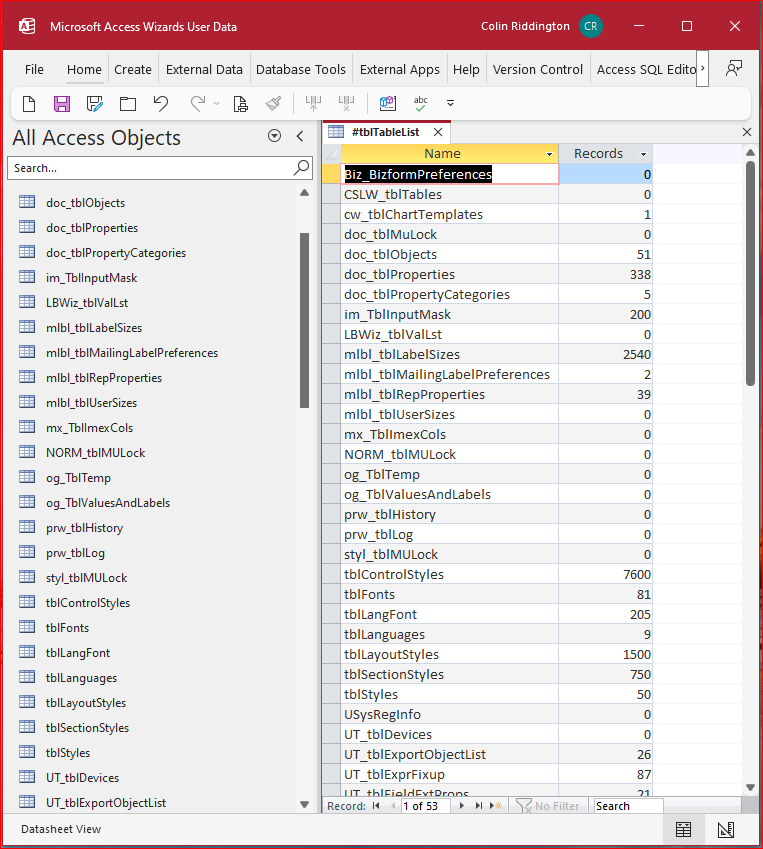 AccWizTableList