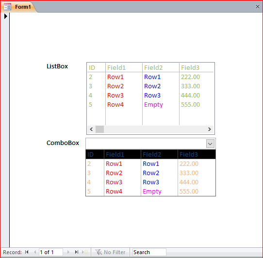 MultiColourCombo&Listbox