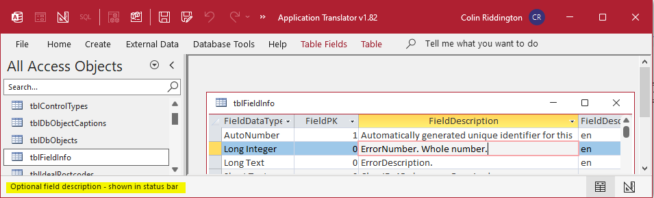 FieldDescriptionTextStatusBarEn