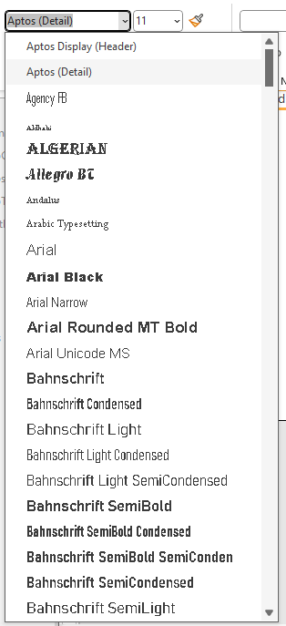 Default Font Dialog