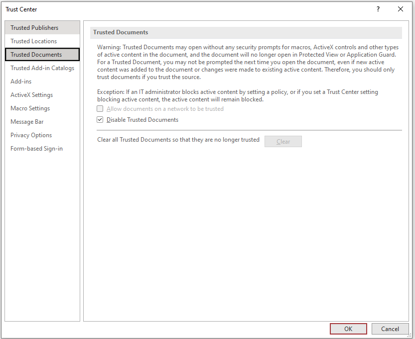 DisableTrustedDocs