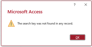 Search Key Not Found Error