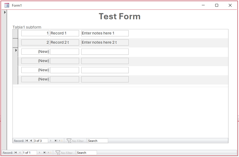 Subform Delete Records Error