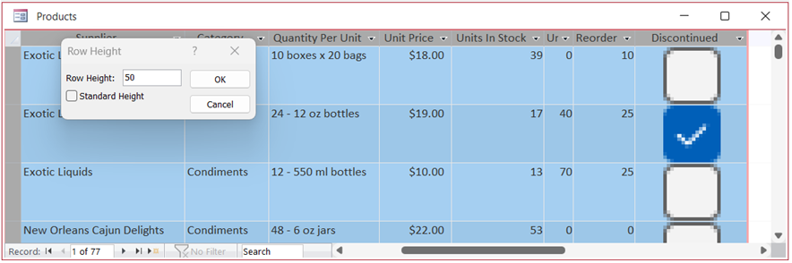 Checkbox Size Enlarged