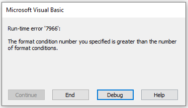 Format Conditions Error 7966