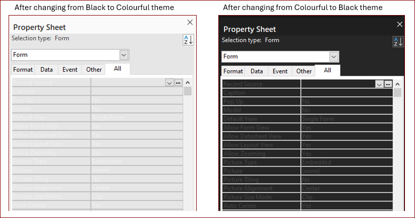 Property Sheet Text Theme Bug