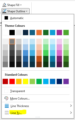Shape Outline Menu Display Error