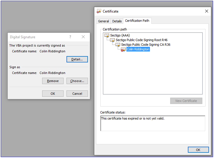 Digital Certificate Details