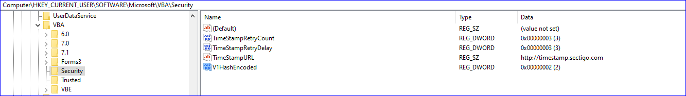 VBA Security Registry Keys 2