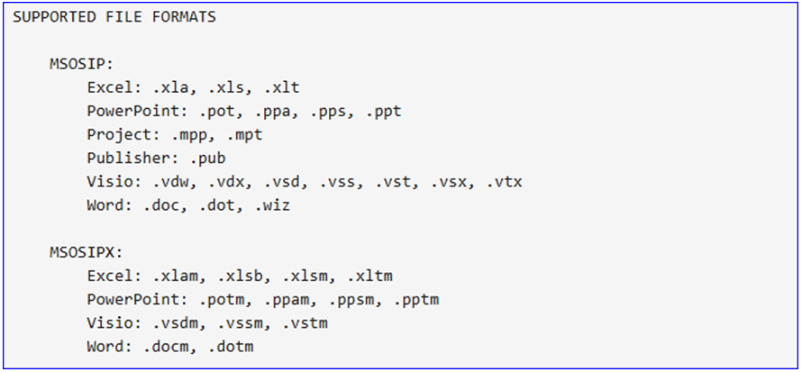 Subject Interface Packages - Supported File Formats
