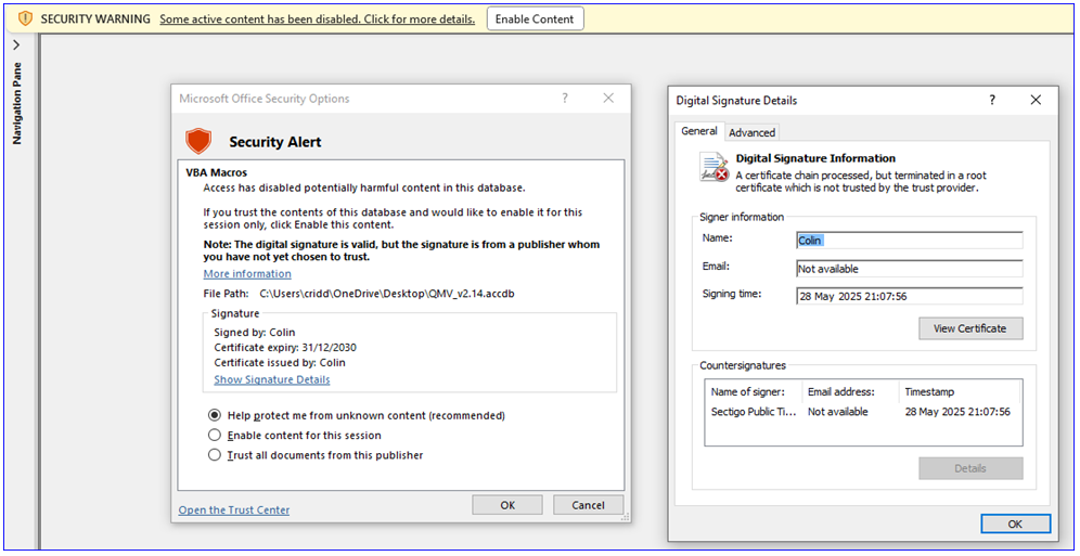 VBA Security Alert 1