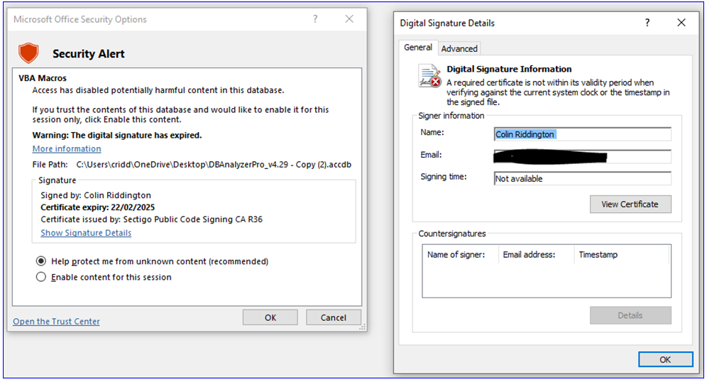 VBA Security Alert 2