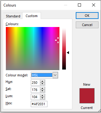 Colour Dialog - HSL