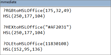 Convert To Office HSL Examples