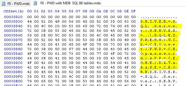 FE PWD MDE 4 SQL Connection string