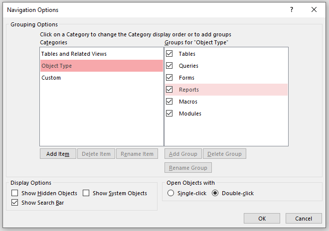 Navigation Options