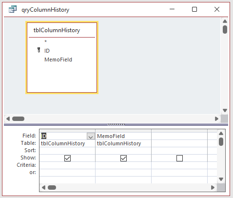 Column History Query 1