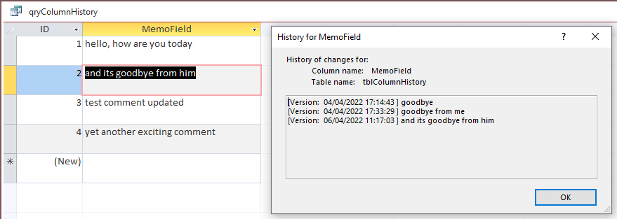 Column History Query 2