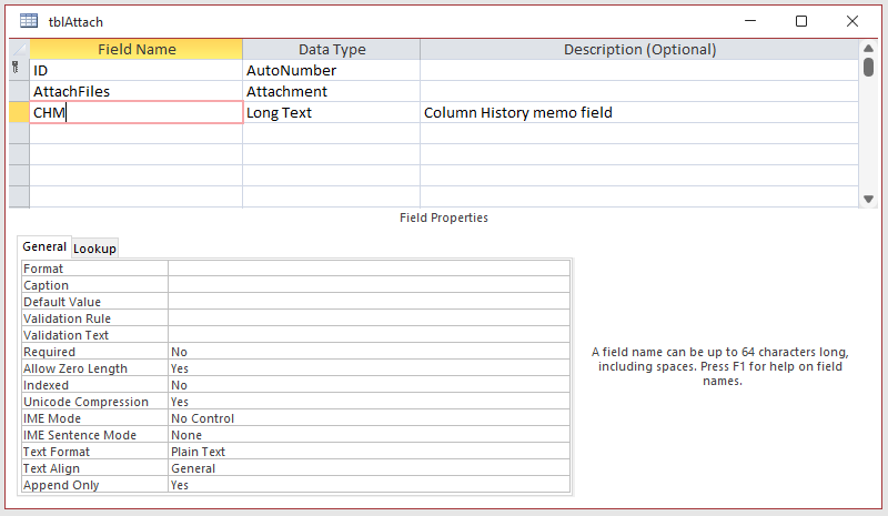 Attach Table + CHM field