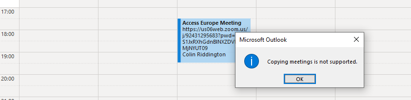 Copy Meetings Blocked