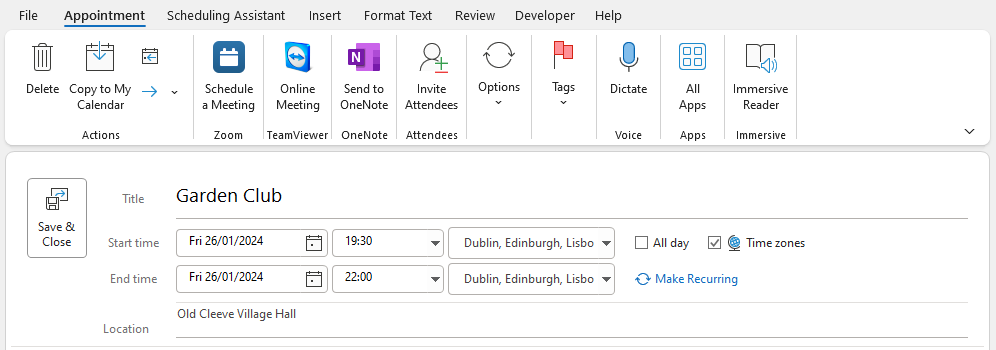 Create Appointment