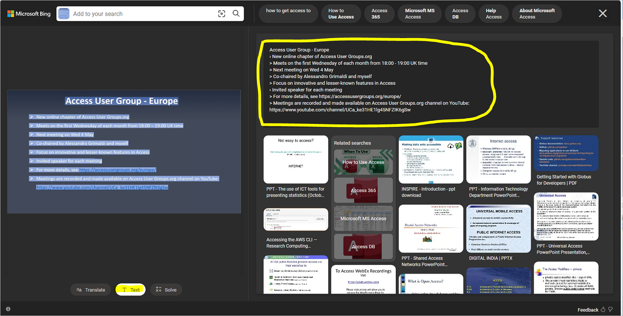 Bing Text Extraction