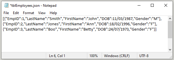 Employees JSON file