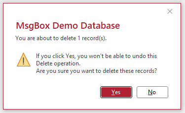 New Style Delete Record Message Box - Colorful theme