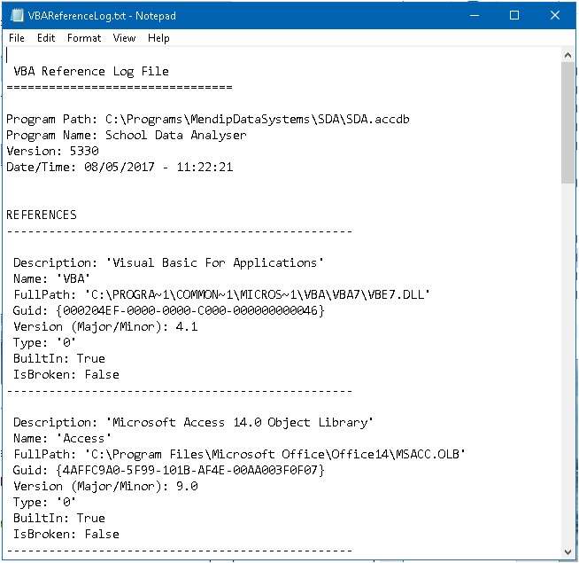 Reference Log File
