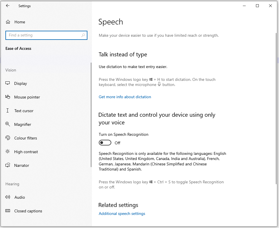 Speech Settings