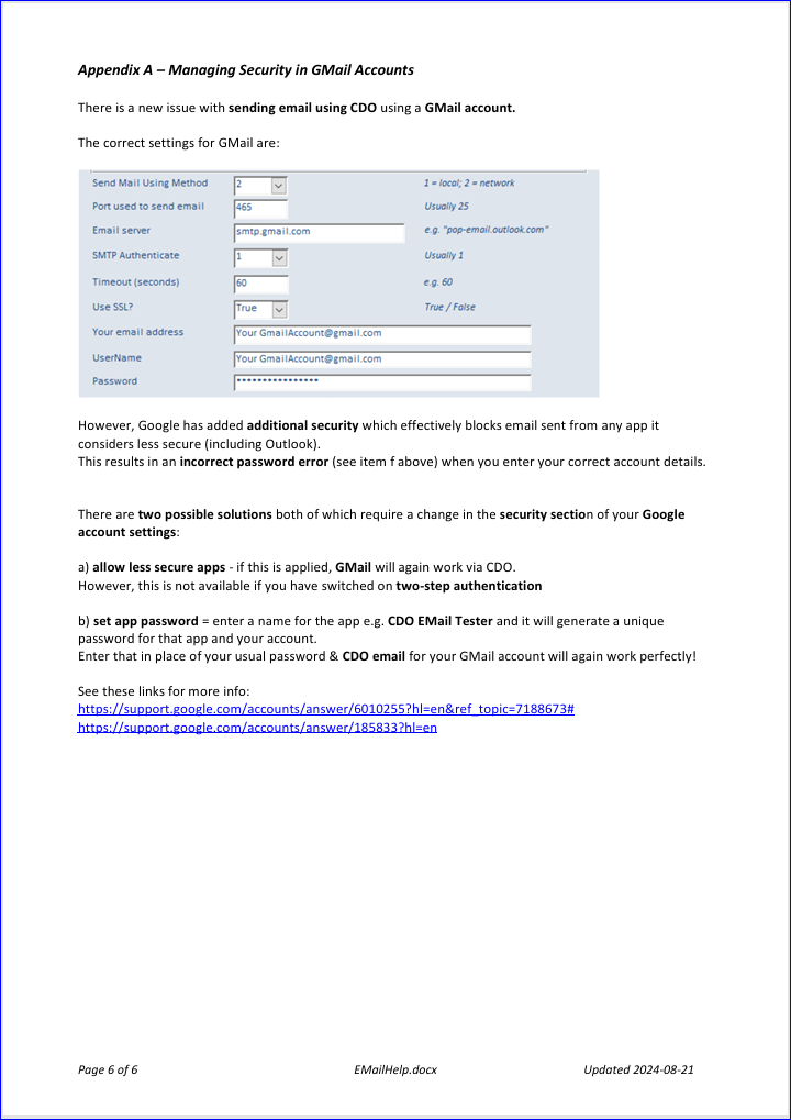 Appendix A - GMail Security