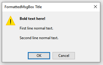 Old Style FormattedMsgBox (HelpFile / Context omitted) - Access 365