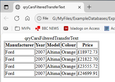 ExportQueryHTMLTransferTextOutput