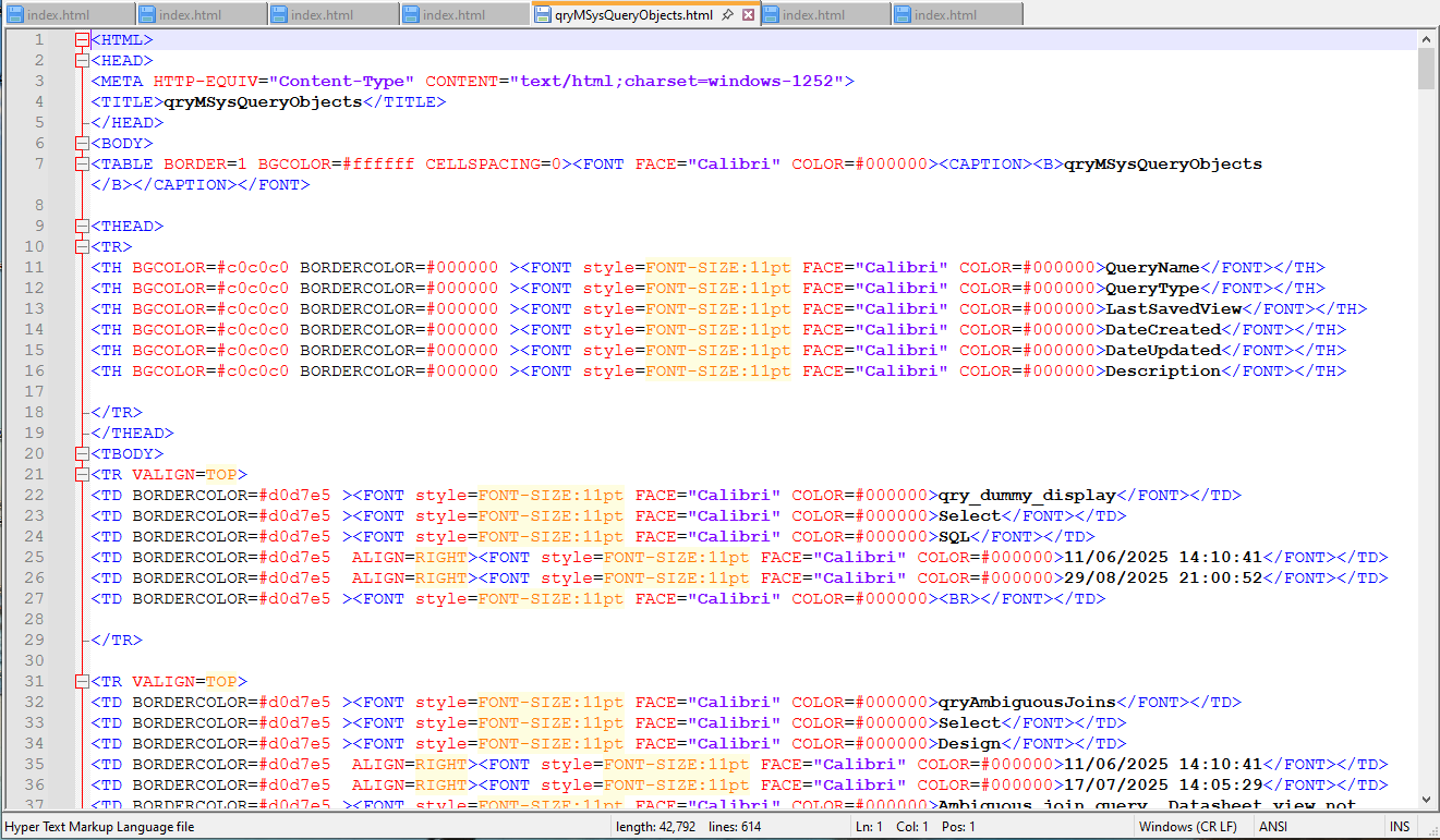 Fixed HTML Export