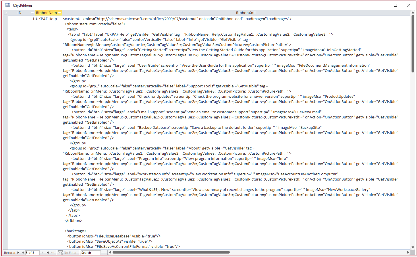 UKPAF Ribbon XML