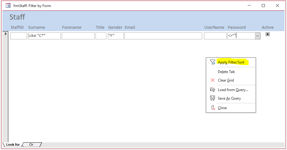 Filter By Form Example 2
