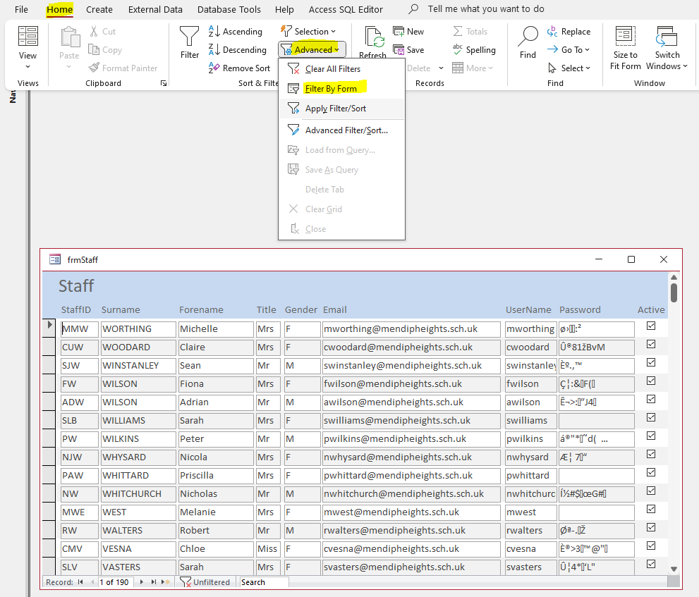Ribbon Filter By Form