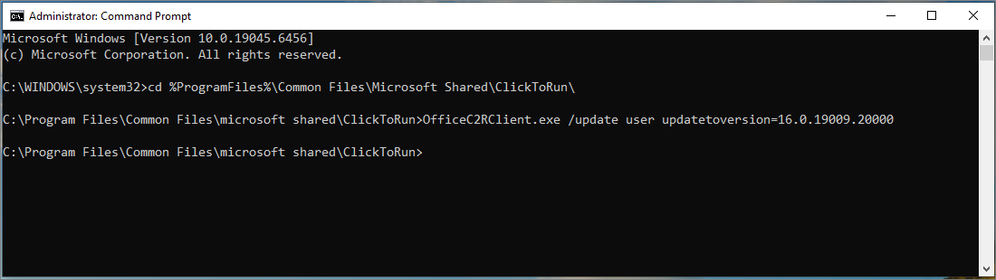 Using OfficeC2RClient from an elevated command prompt
