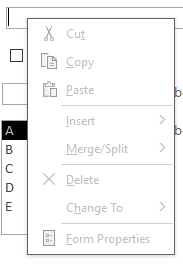 Form View Control Context Menu
