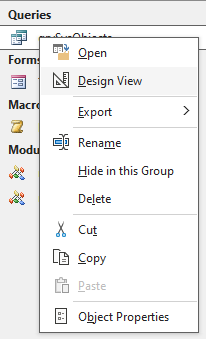 Nav Pane Query SQL View missing