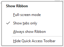 Show Ribbon Dropdown Menu
