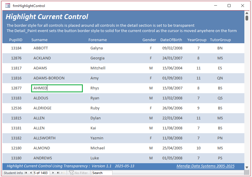 Highlight Current Control Using Transparency