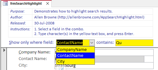 Search Highlight Form AJB