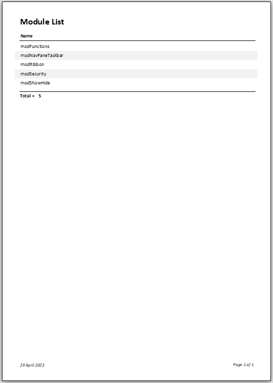 ModulesReport