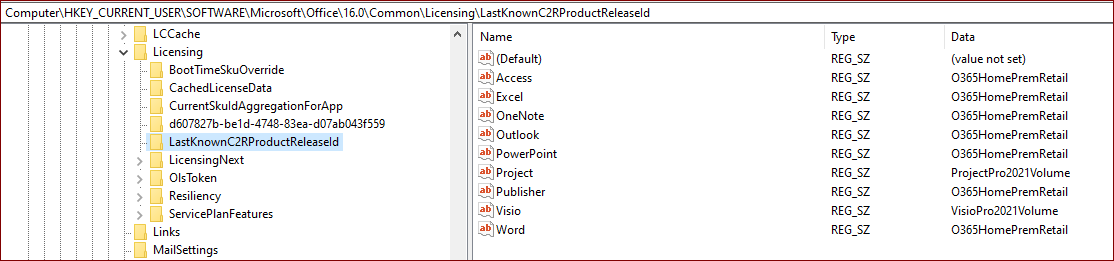 Registry - Licensing Product IDs #1