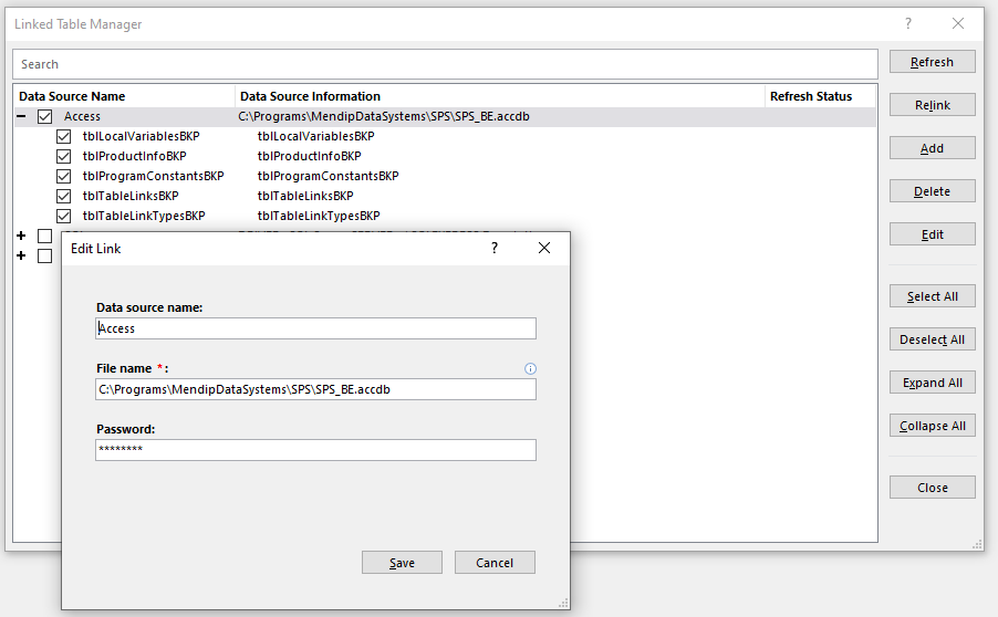 Linked Access - PWD masked