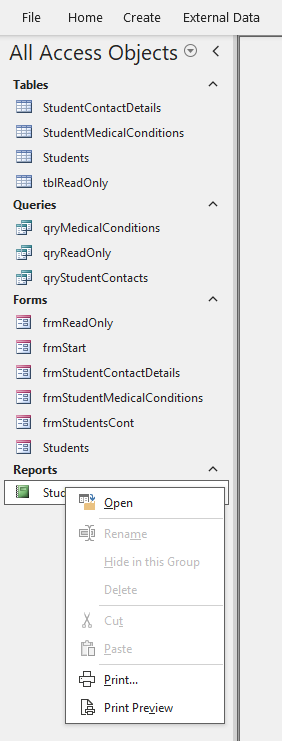 ReportContextMenu