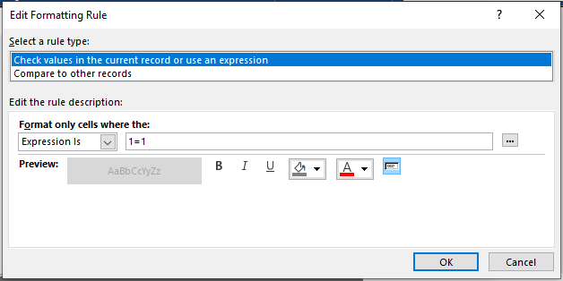 Conditional Format Disabled